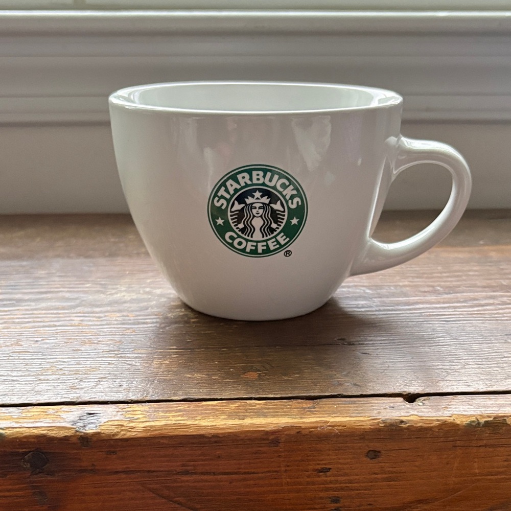 Starbucks White Large Ceramic Mug with Green Logo - 2007 Vintage!